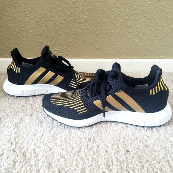adidas Shoes - Adidas Swift Run Sneakers - Black and Gold